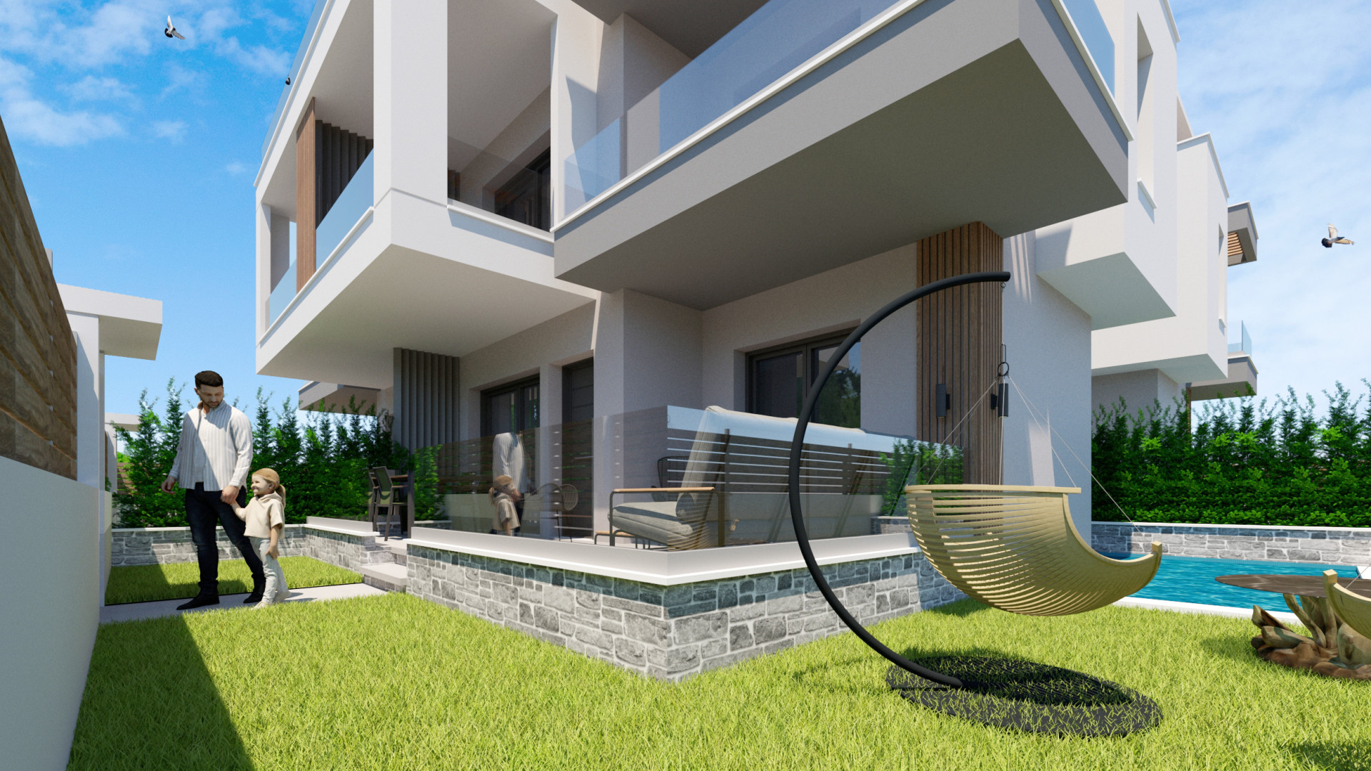 Луксозна новоизграждаща се къща с басейн в луксозен комплекс в Неа Перамос, Кавала